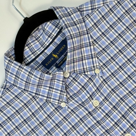 Ralph Lauren Other - Ralph Lauren Luxury Oxford Men's XL White & Blue Checkered Plaid Shirt Excellent